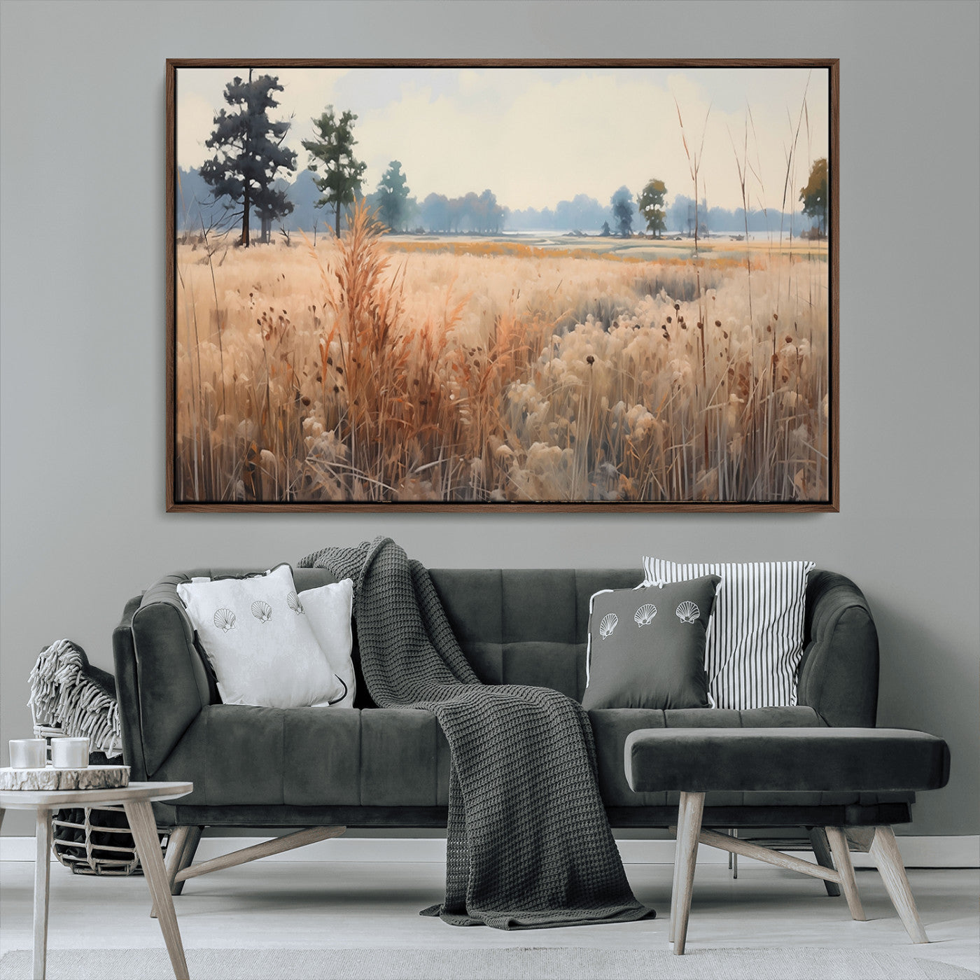 98822-MGV-CV-36X24-Golden Fields Canvas Wall Art Print – Serene Landscape of Nature’s Tranquility in Minimalist Modern