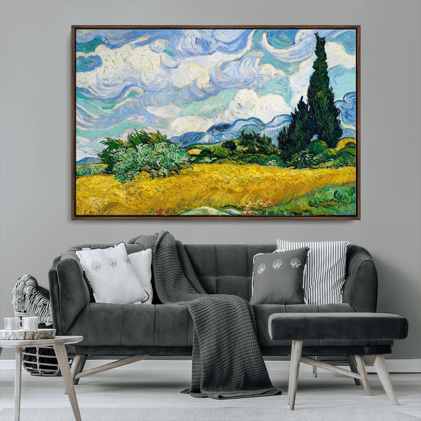 97252-MGV-CV-36X24-Wheatfield With Cypresses By Van Gogh Painting Wall Art Canvas, Wheatfield With Cypresses Canvas