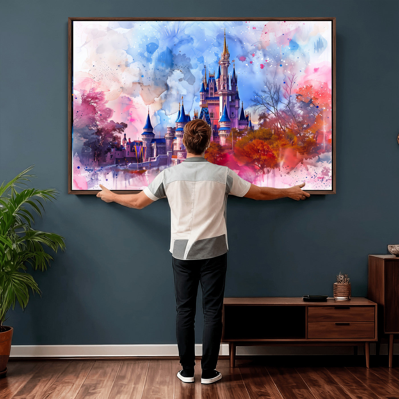 58662-MGV-CV-36X24 - Disney Wall Art: Dreamy Watercolor Cinderella Castle Canvas Print