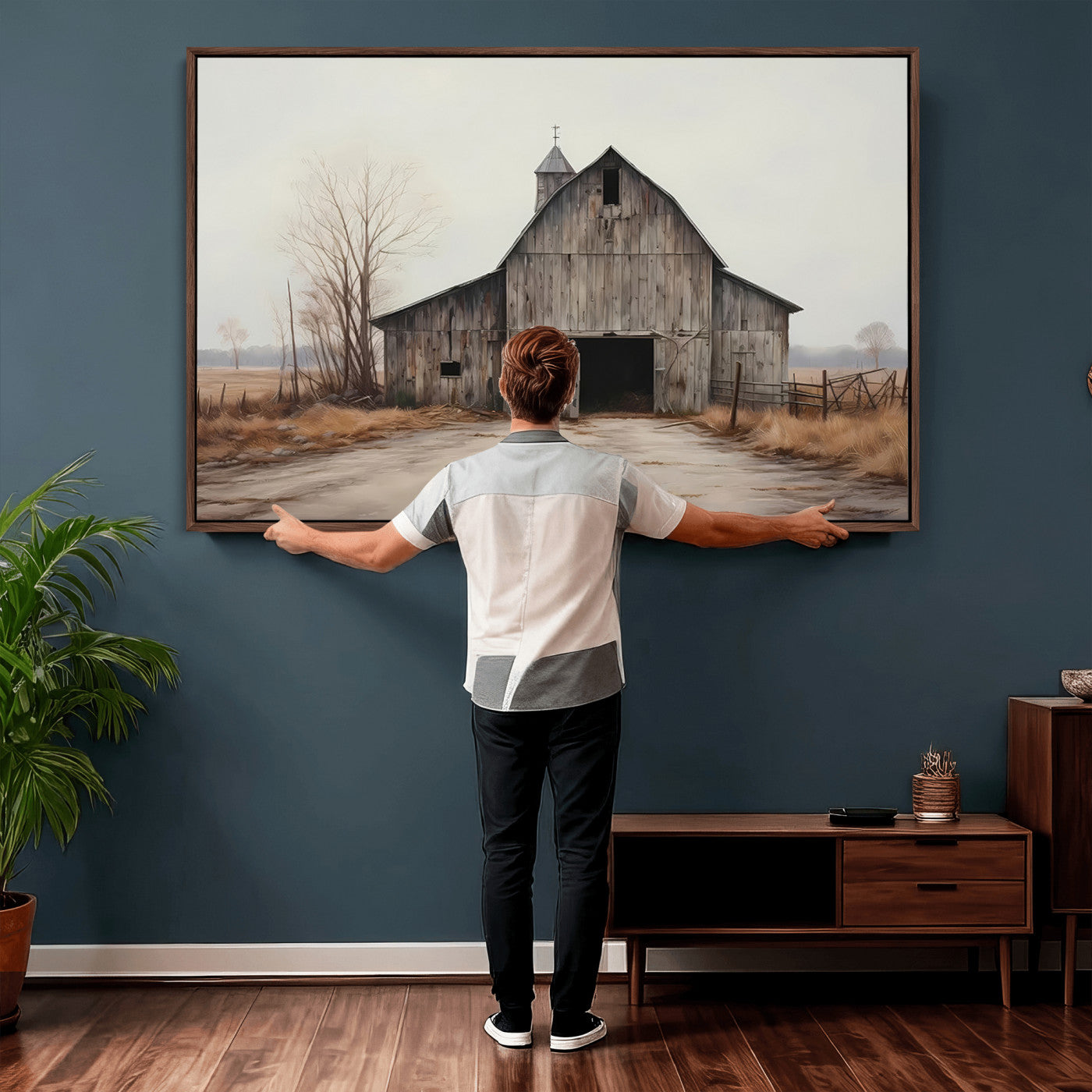 11602-MGV-CV-36X24 - Farmhouse Rustic Barn Wall Art Canvas Print – Framed and Ready to Hang – Perfect Addition to