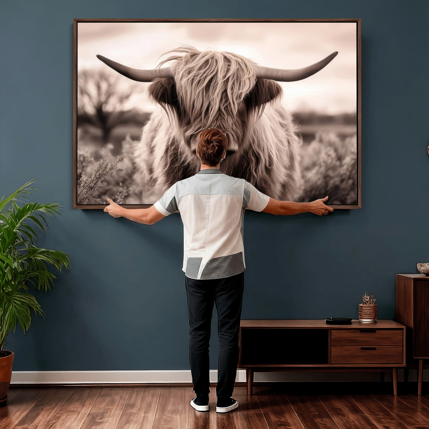 55903-MGV-CV-36X24 - Scottish Cow Longhorn Wall Art Canvas Print