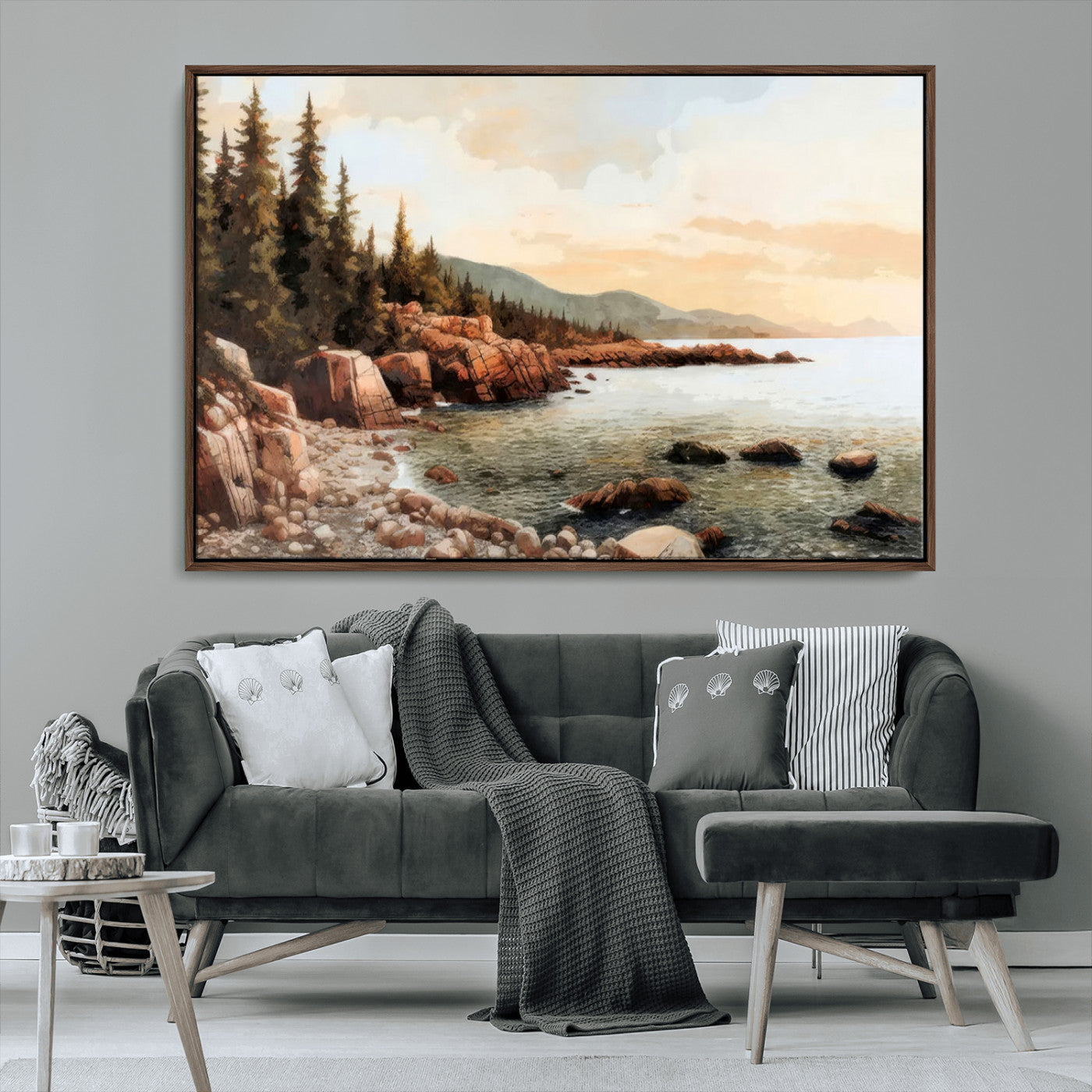 77145-MGV-CV-36X24-Serene Coastal View of Acadia National Park Wall Art - Stunning 3-Panel Wall Art Canvas Print,
