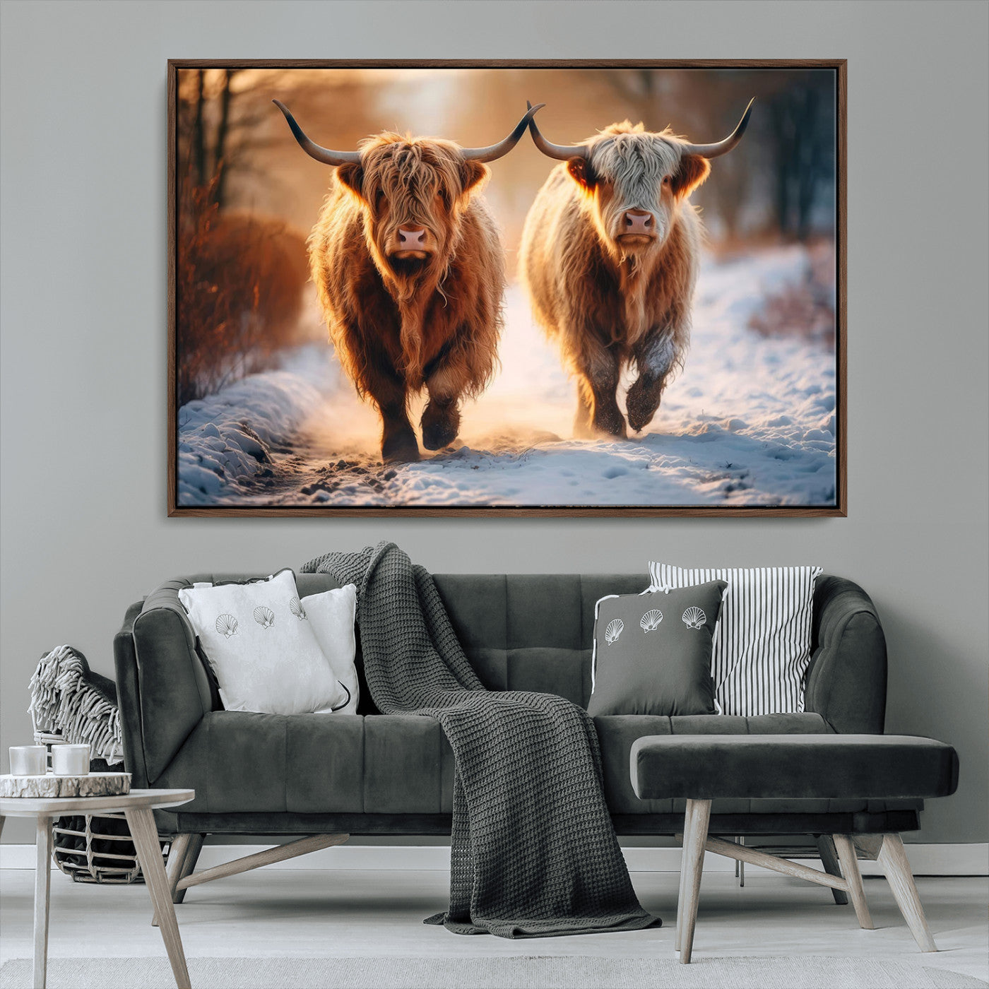 94810-MGV-CV-36X24-Scottish Highland Cow Horn Farm Wall Art Canvas Print