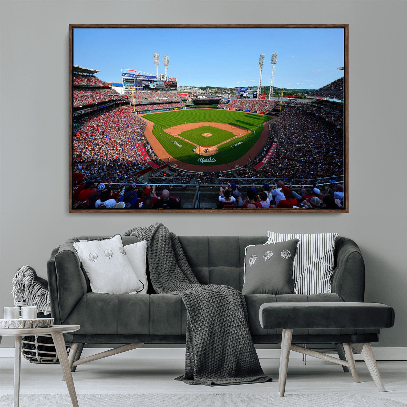 90998-MGV-CV-36X24-Cincinnati Reds Baseball Canvas Print - Great American Ball Park Stadium Wall Art Canvas Print