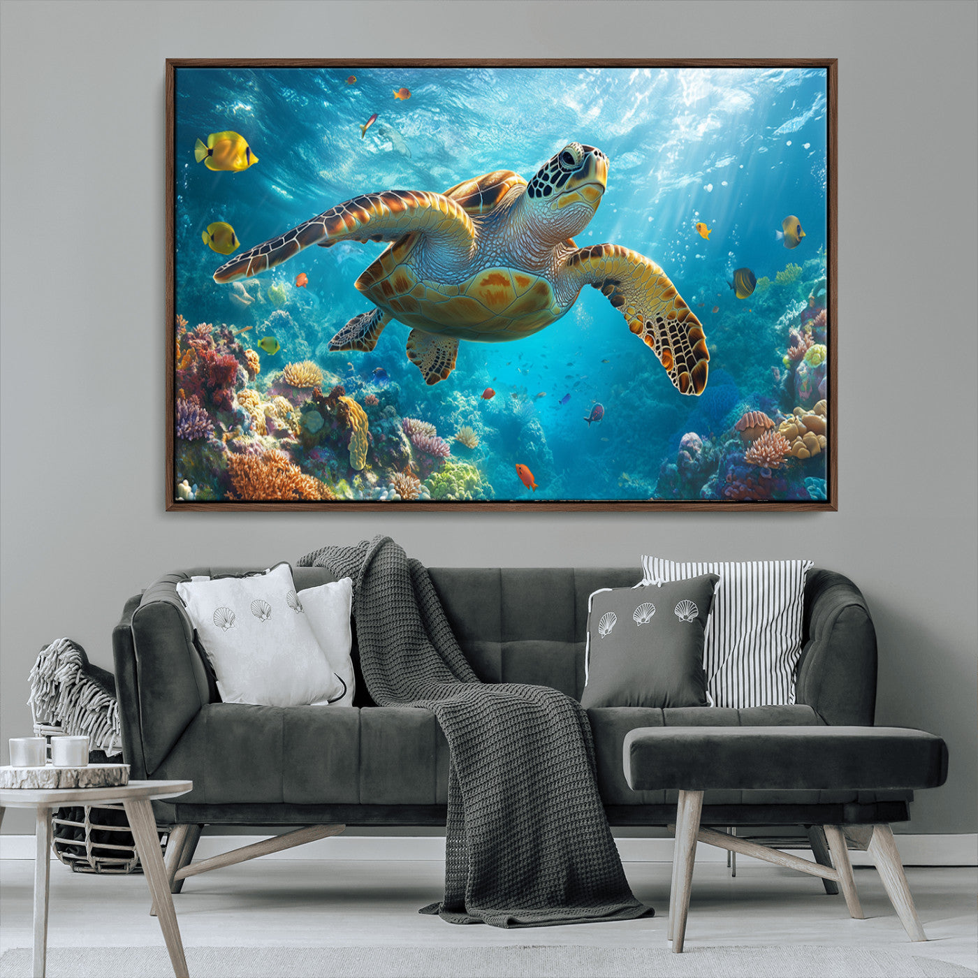 -Sea Turtle Underwater Canvas Wall Art Print - Vibrant Ocean Wildlife Decor, Marine Wall Art
