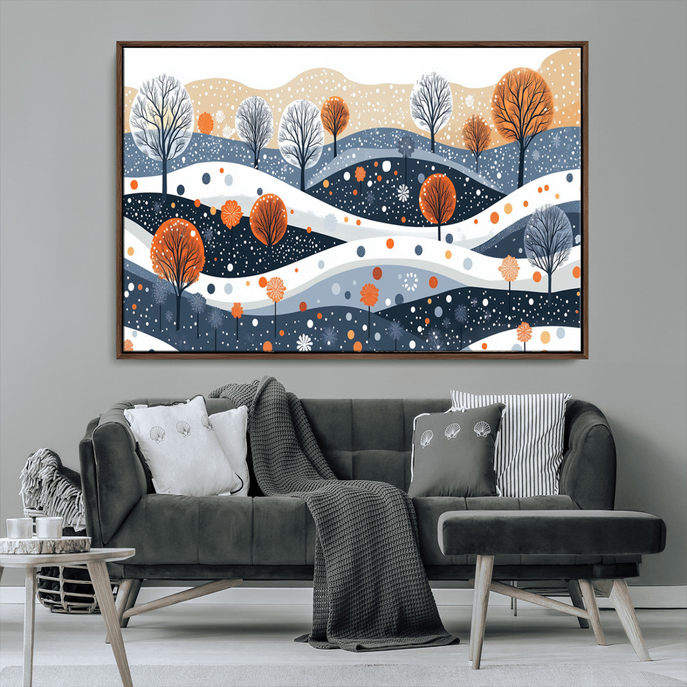 22651-MGV-CV-36X24-Abstract Winter Landscape Canvas Wall Art Print - Large Colorful Nature Wall Decor