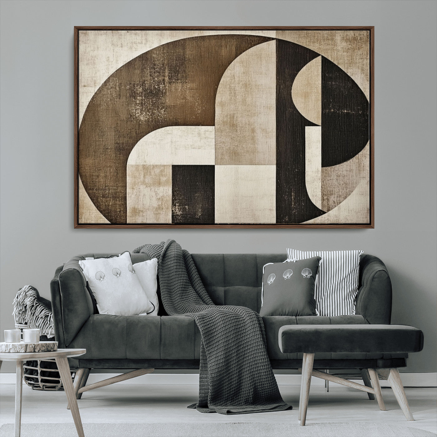 44796-MGV-CV-36X24-Wabi Sabi Abstract Wall Art | Geometric Modern Minimalist Canvas Print with Neutral Mid Century Art
