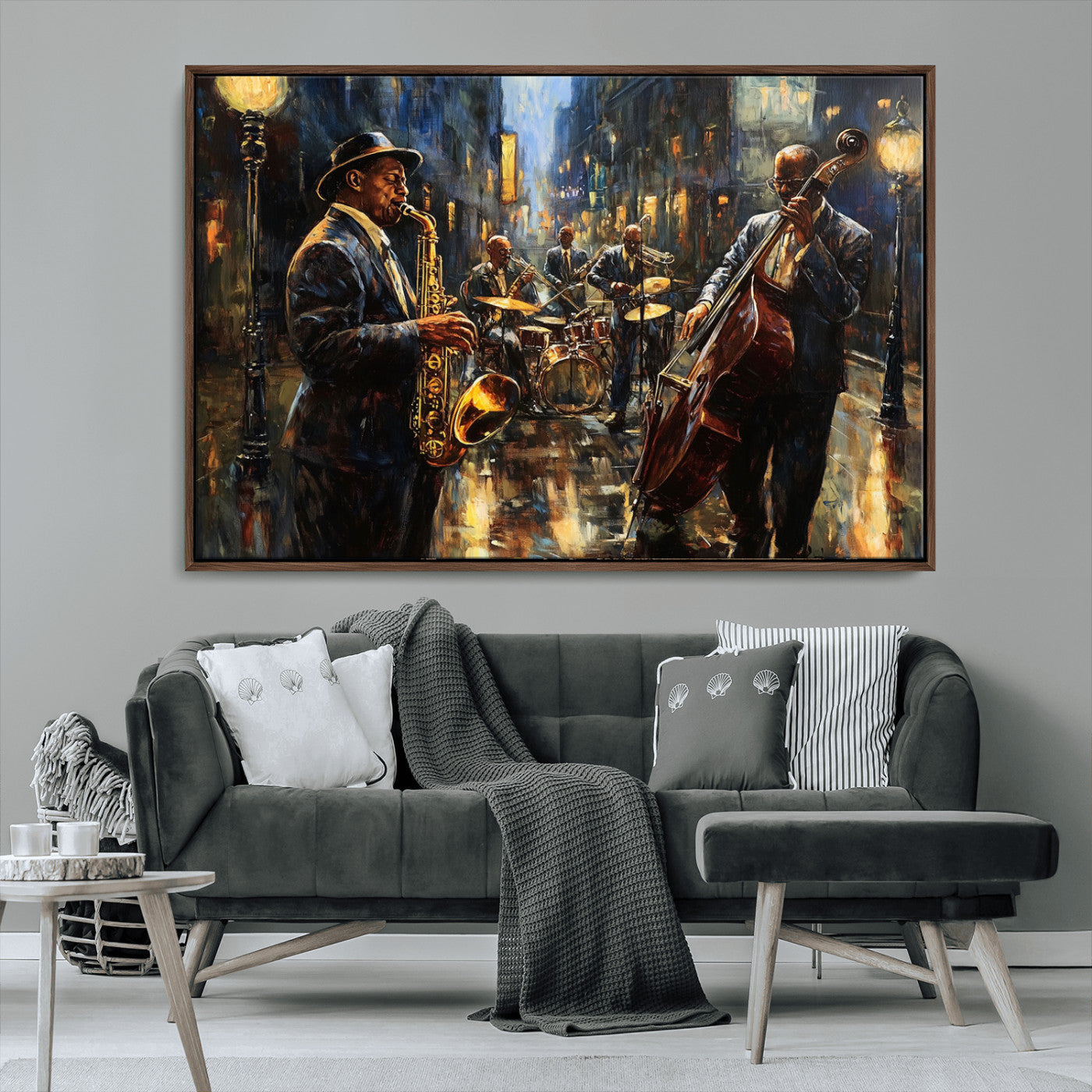 -Jazz Canvas Wall Art Print - Abstract African American Music Art - Framed Posters for Living Room or