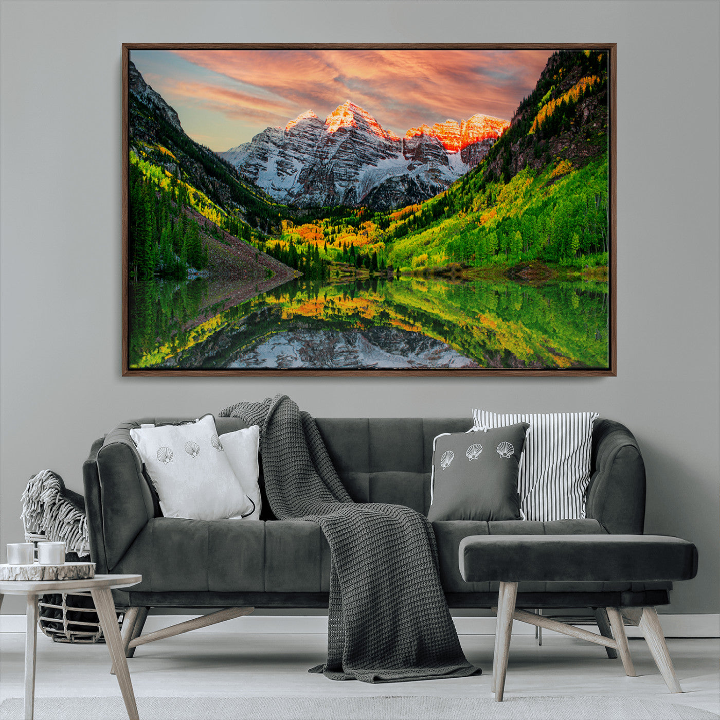 -Maroon Bells Lake Wall Art Canvas Print – Majestic Colorado Mountain Landscape, Autumn Reflection,