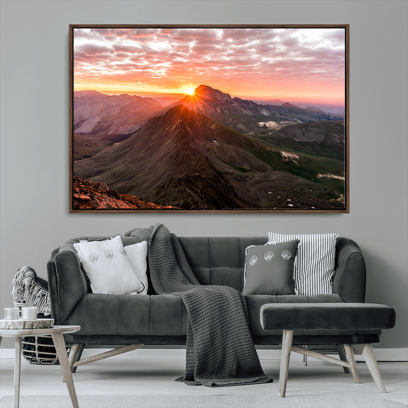 MGV-FC-36X24 - Majestic Sunrise Wall Art – Canvas Print of Rugged Mountain Peaks, Vibrant Sky, Serene Landscape, Nature Decor for Home or Office