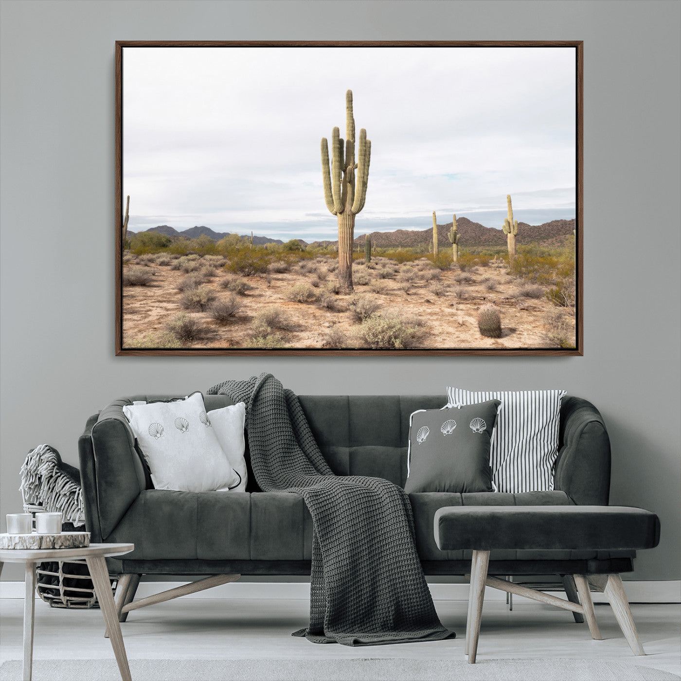 MGV-FC-36X24 - Saguaro Cactus Wall Art Canvas Print, Framed Desert Cactus Art Picture Print, Earthy Desert Perfect Southwestern Boho Decor Artwork