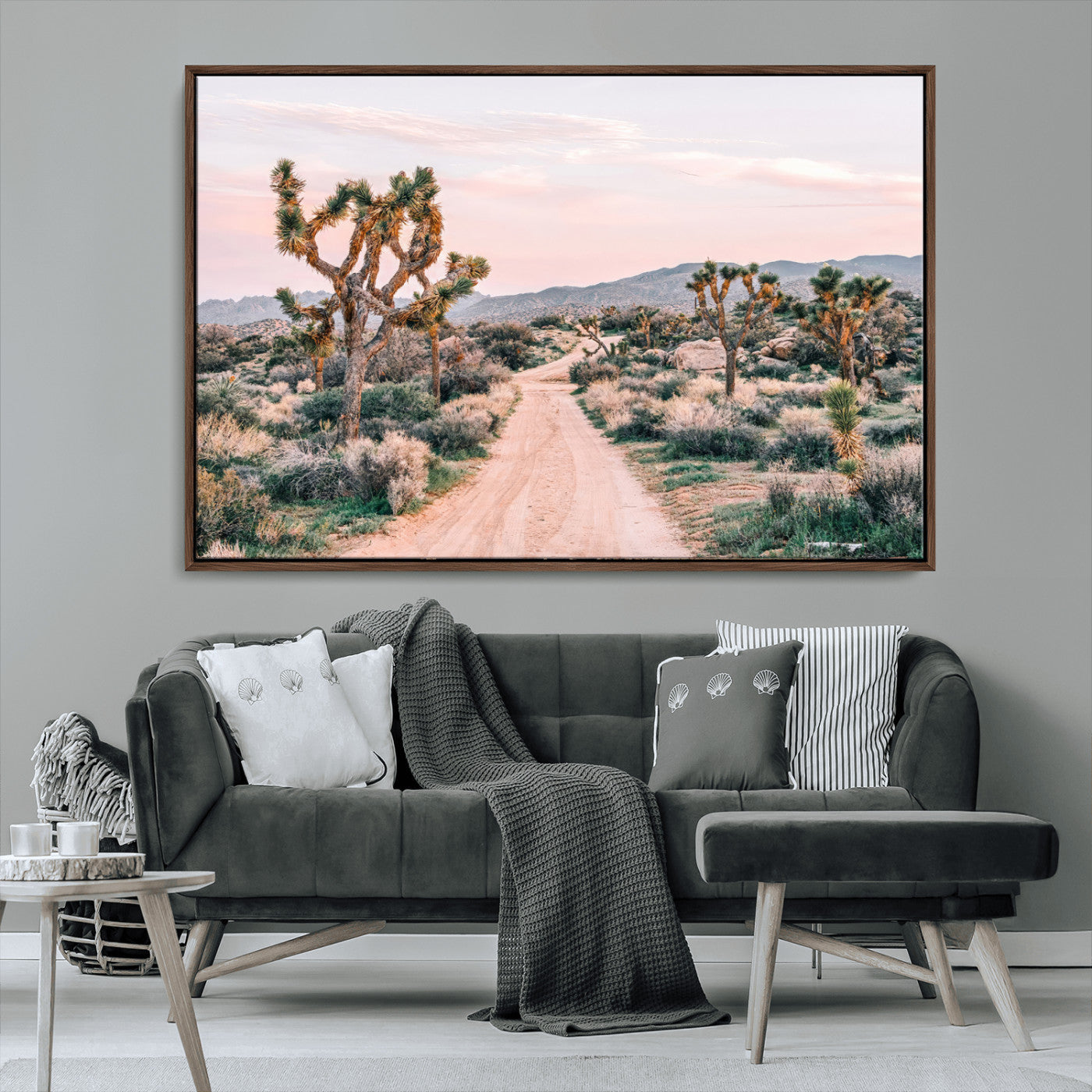12540952-MGV-CV-36X24-Joshua Tree Wall Art Canvas Print – Framed Desert Road Scene with Sunset Artwork for Home, Office, Living Room