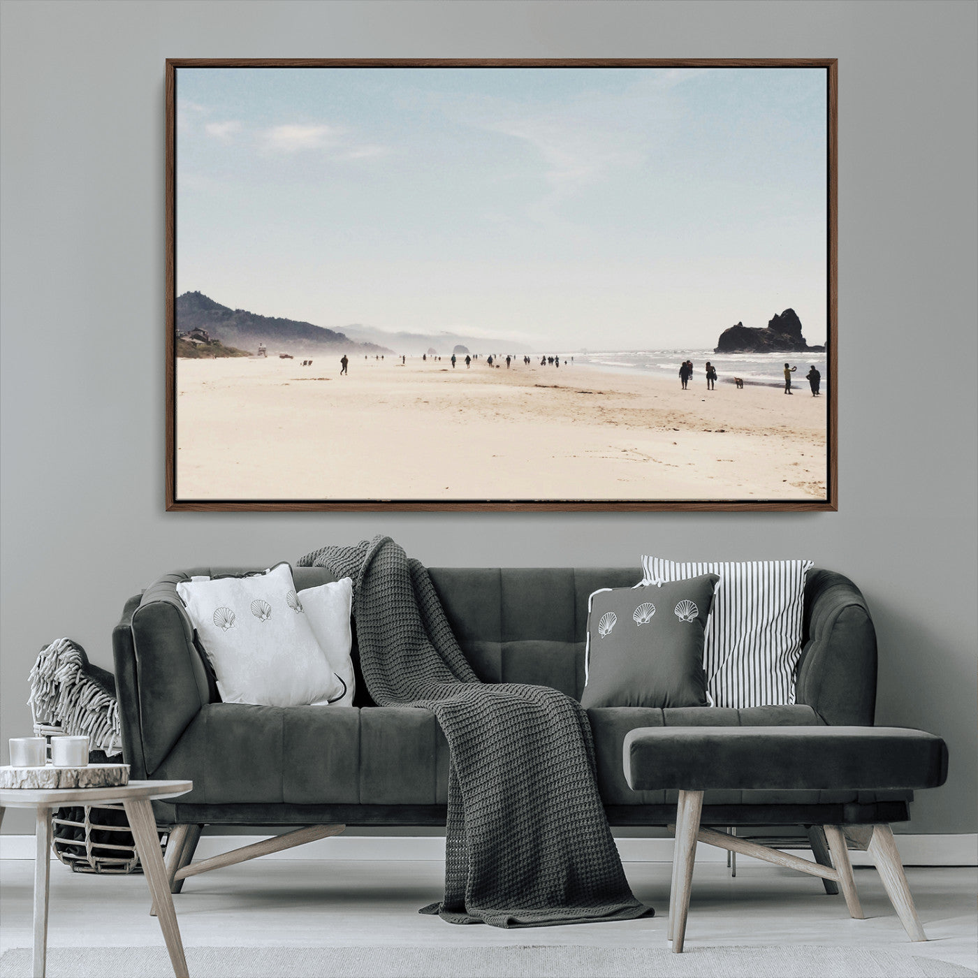 28307820-MGV-CV-36X24-Minimalist Beach Wall Art Canvas Print – Framed Coastal Serenity Soft Sand Nature Scene Artwork for Home Office