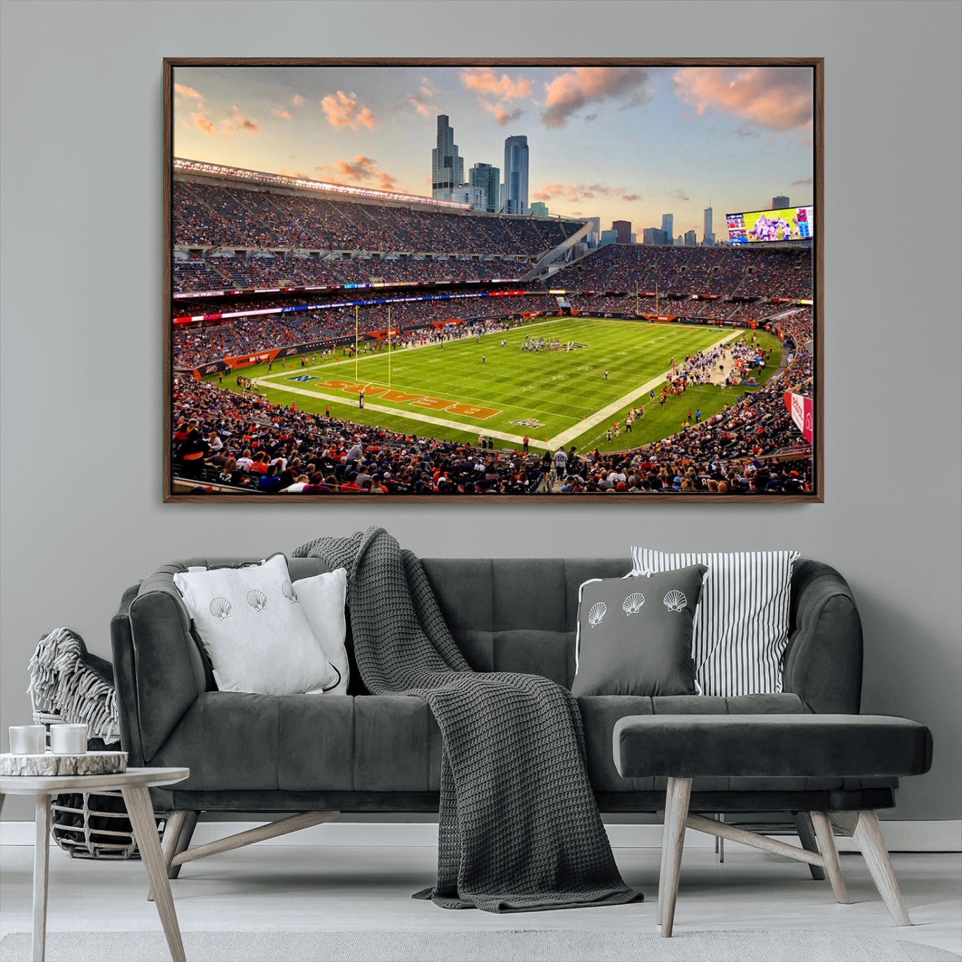-Chicago Bears Soldiers Field Wall Art Canvas Print – Framed Football Stadium Artwork for Home, Office, Living Room