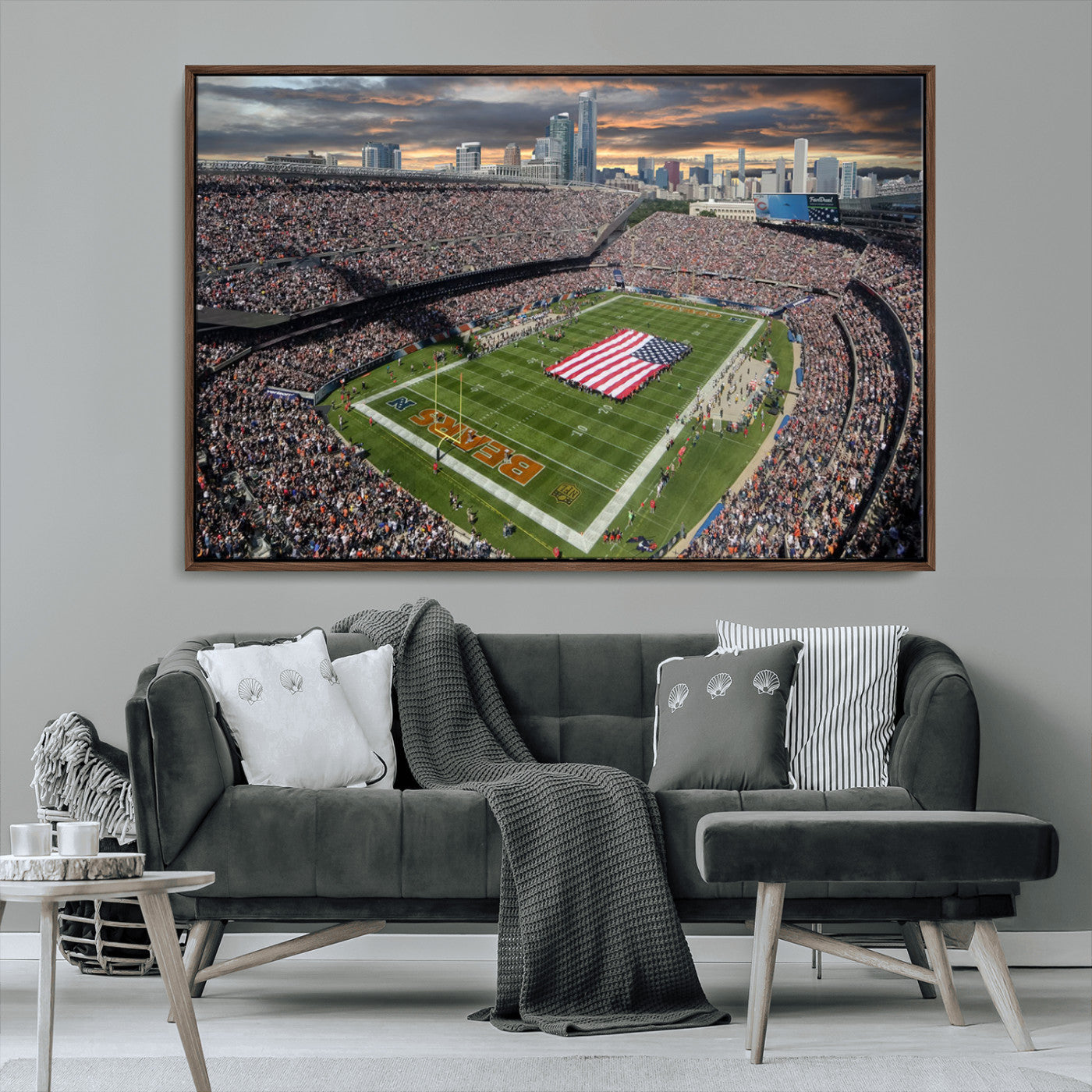 -Chicago Bears Soldiers Field Wall Art Canvas Print – Framed Football Stadium Artwork for Home, Office, Living Room