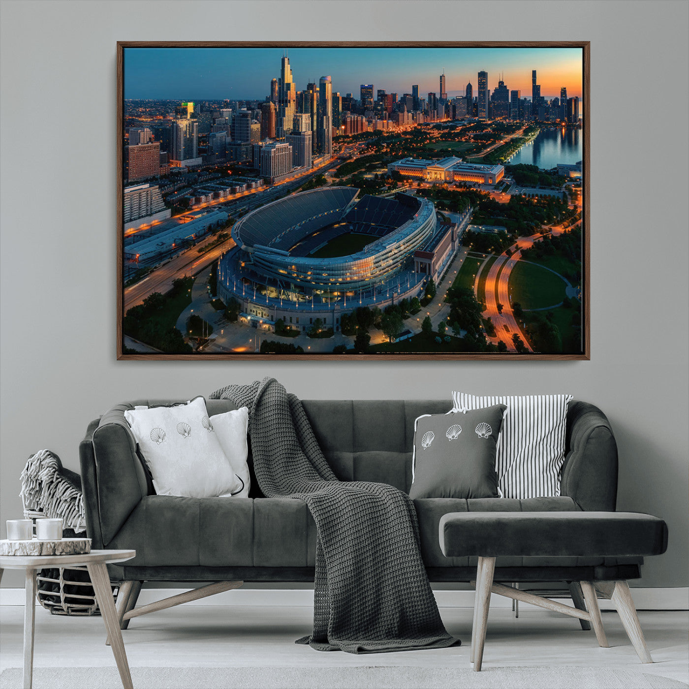 -Chicago Bears Soldiers Field Wall Art Canvas Print – Framed Football Stadium Artwork for Home, Office, Living Room