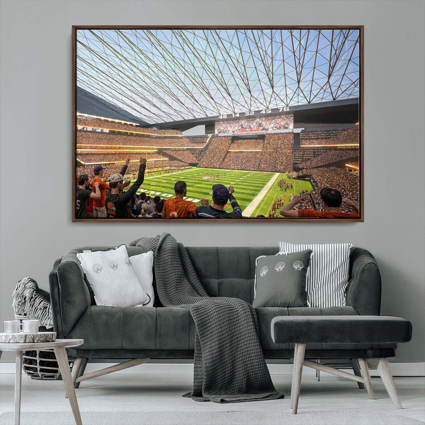 -Cleveland Browns Stadium Wall Art Canvas Print – Framed NFL Football Arena Artwork for Home, Office, Living Room