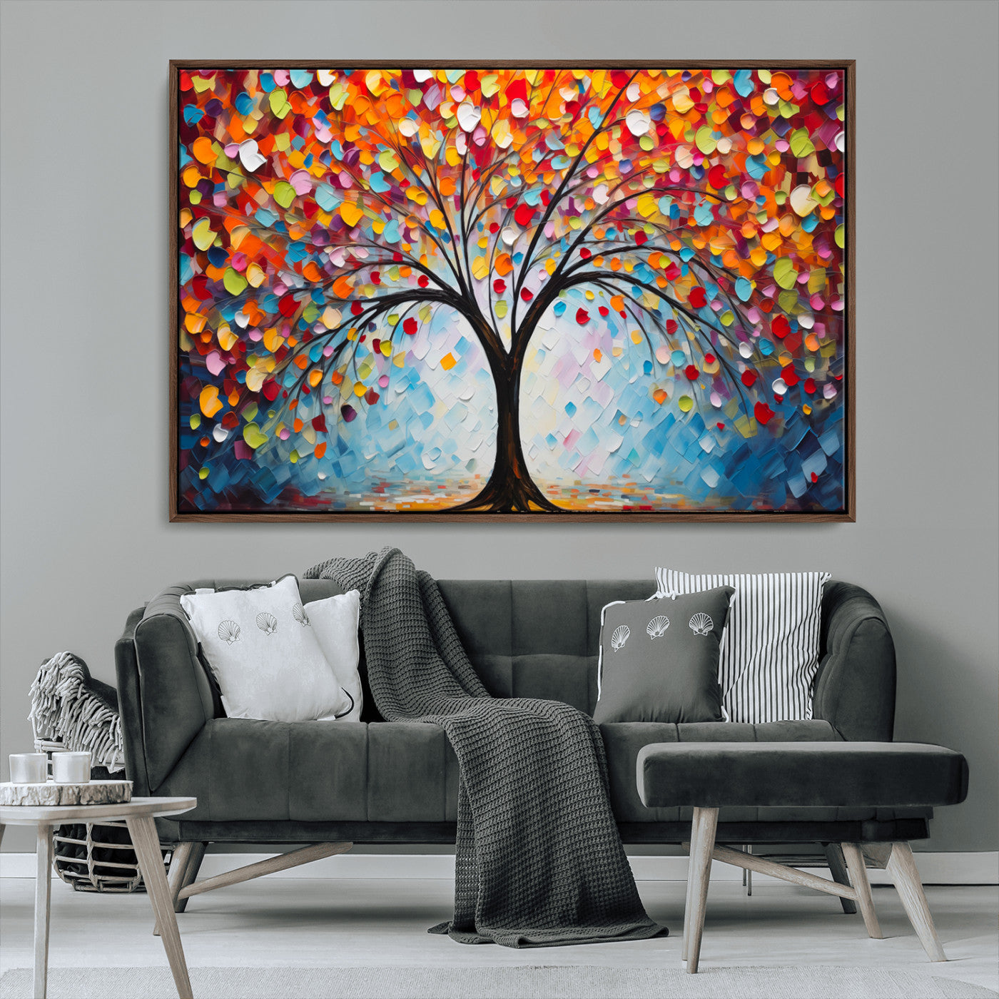 HS2447-MGV-FC-36X24_Walnut-Vibrant Tree of Life Canvas Wall Art – Colorful Abstract Nature in Modern Decor - Ready to Hang