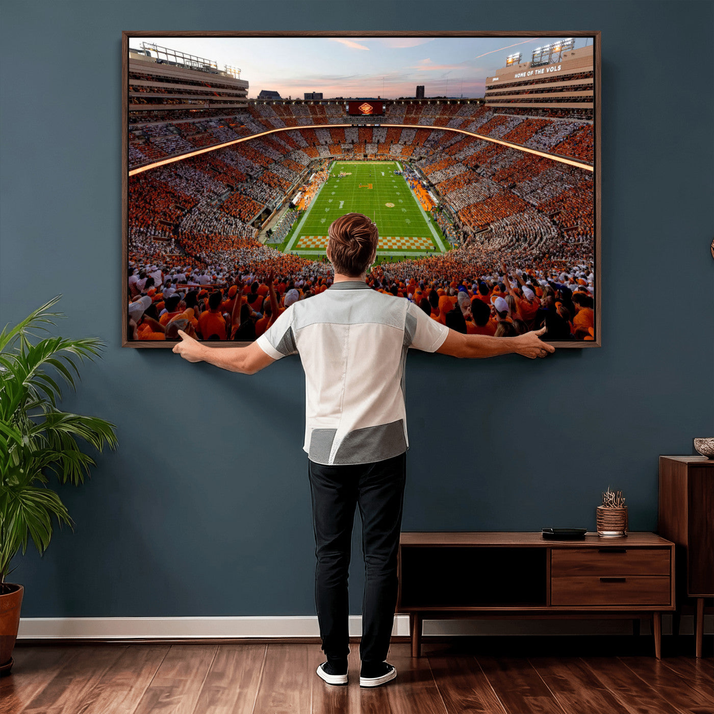 37160229-MGV-CV-36X24 - Tennessee Neyland Stadium Wall Art, Sports Arena Canvas Print, Panoramic Stadium Canvas Artwork for Home, Office