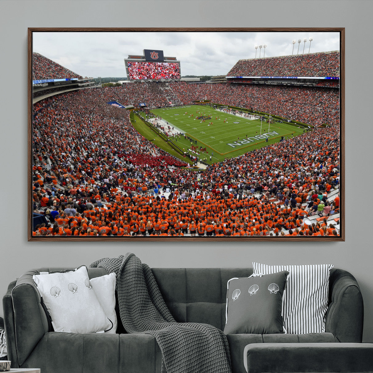 39597998-MGV-CV-36X24-Jordan-Hare Stadium Wall Art Canvas Print, College Sports Art for Man Cave or Game Room, Framed Alabama Football Decor