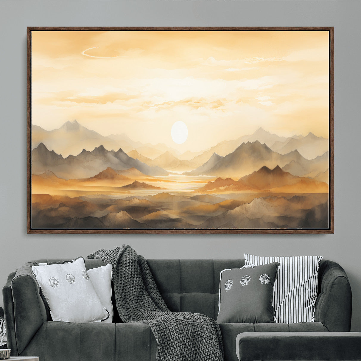 Nihat1-29-MGV-CV-36X24-Sepia Color Abstract Mountain Wall Art Canvas Print