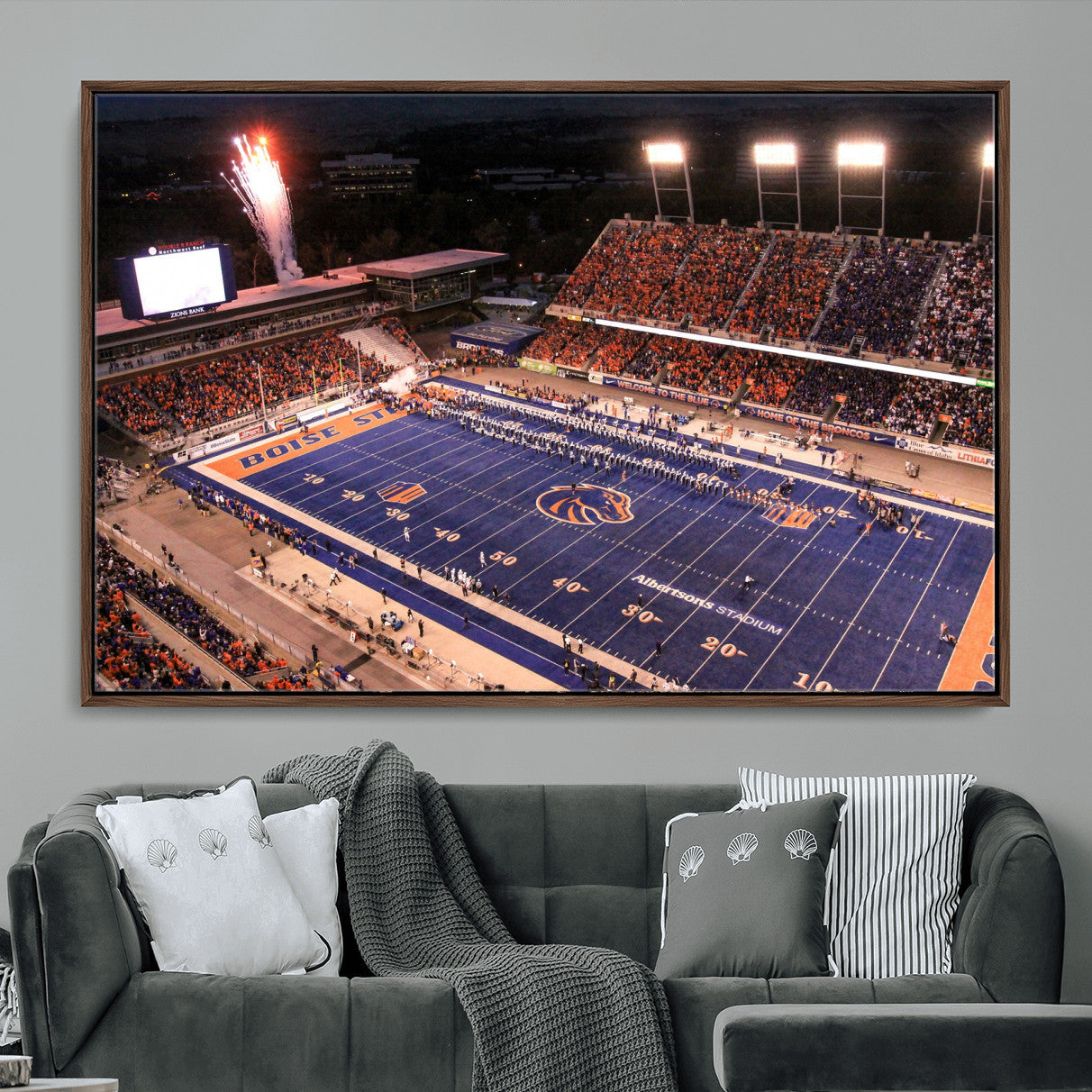 BS1001S-MGV-FC-36X24 - Boise State Broncos Albertsons Stadium Wall Art Canvas Print