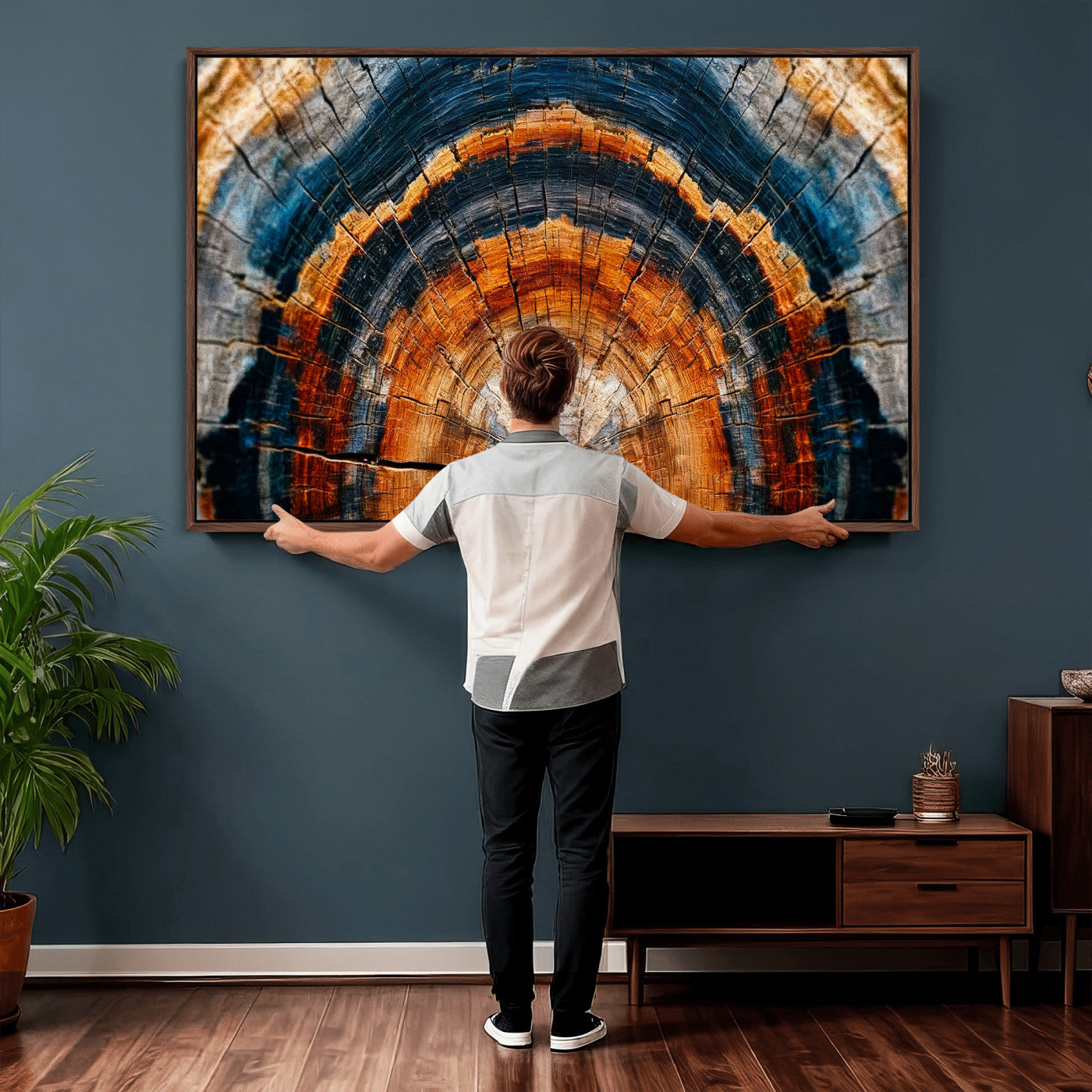 92693966N-MGV-CV-36X24 - Abstract Wood Grain Canvas Print, Tree Ring Pattern Wall Art, Framed Canvas Ready to Hang