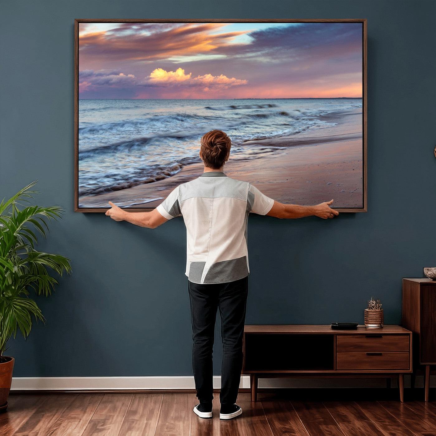 67765254-MGV-CV-36X24 - Ocean Sunset Wall Art Canvas Print – Coastal Beach Photography Artwork Print for Living Room, Bedroom, and Relaxing Home Decor