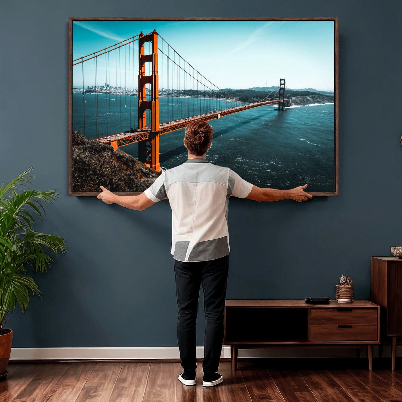 73996404-MGV-CV-36X24 - Golden Gate Bridge Wall Art Canvas Print – San Francisco Landmark Photography Artwork Print for Living Room, Office, and Modern Decor