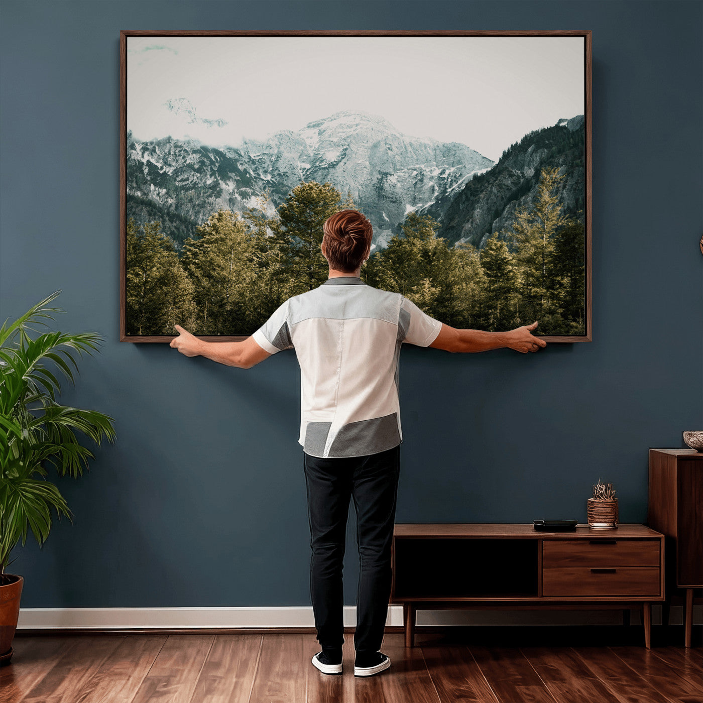 48479662-MGV-CV-36X24 - Mountain Forest Wall Art Canvas Print, Alpine Landscape Nature Photography, Moody Wilderness Wall Decor