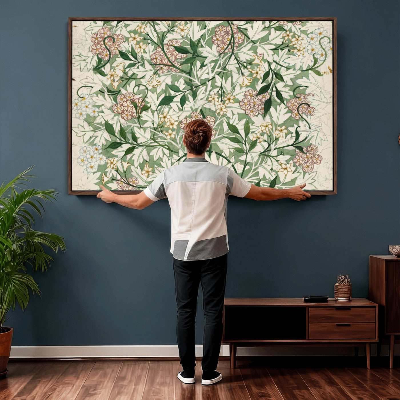 33560597-MGV-CV-36X24 - William Morris Jasmine 1872 Canvas Wall Art — Arts and Crafts Botanical Print | Vintage Green Floral Decor | Cottagecore Gift | Classic Art
