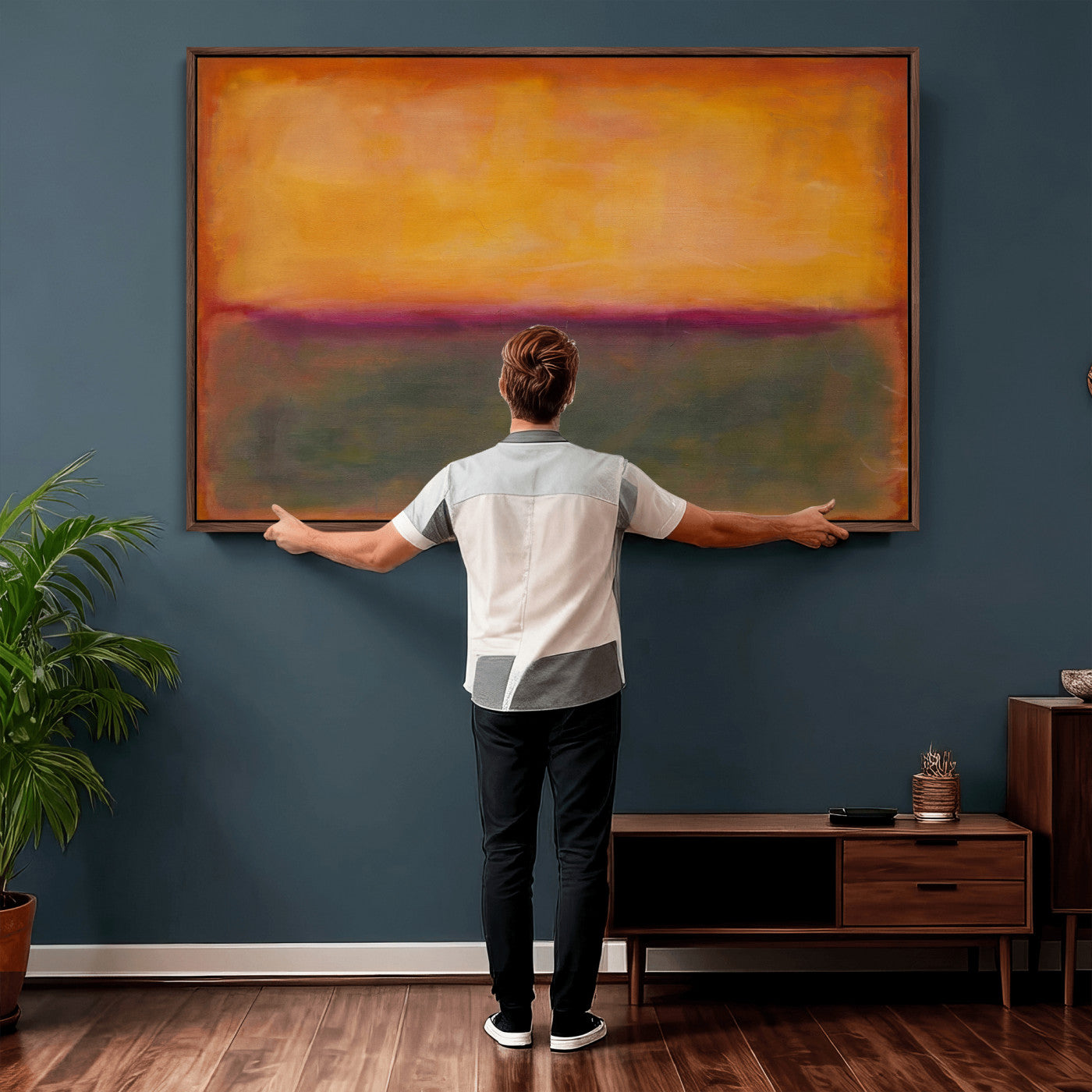 21628300-MGV-CV-36X24 - Abstract Color Field Wall Art Canvas Print, Framed Minimalist Horizon Artwork for Living Room Bedroom Office