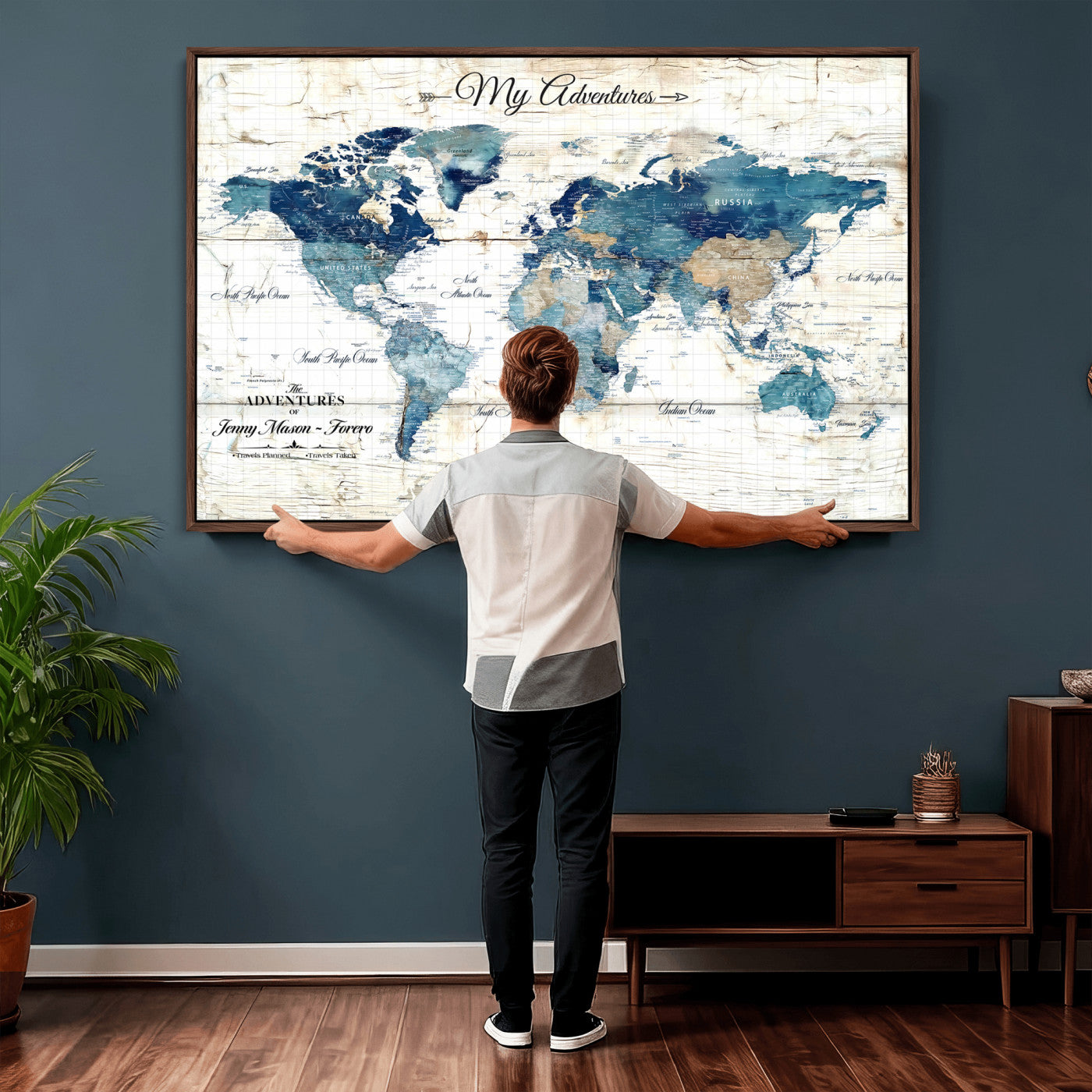 18761277-MGV-CV-36X24 - Watercolor World Map Canvas Wall Art Print – Abstract Colorful Travel Wall Decor