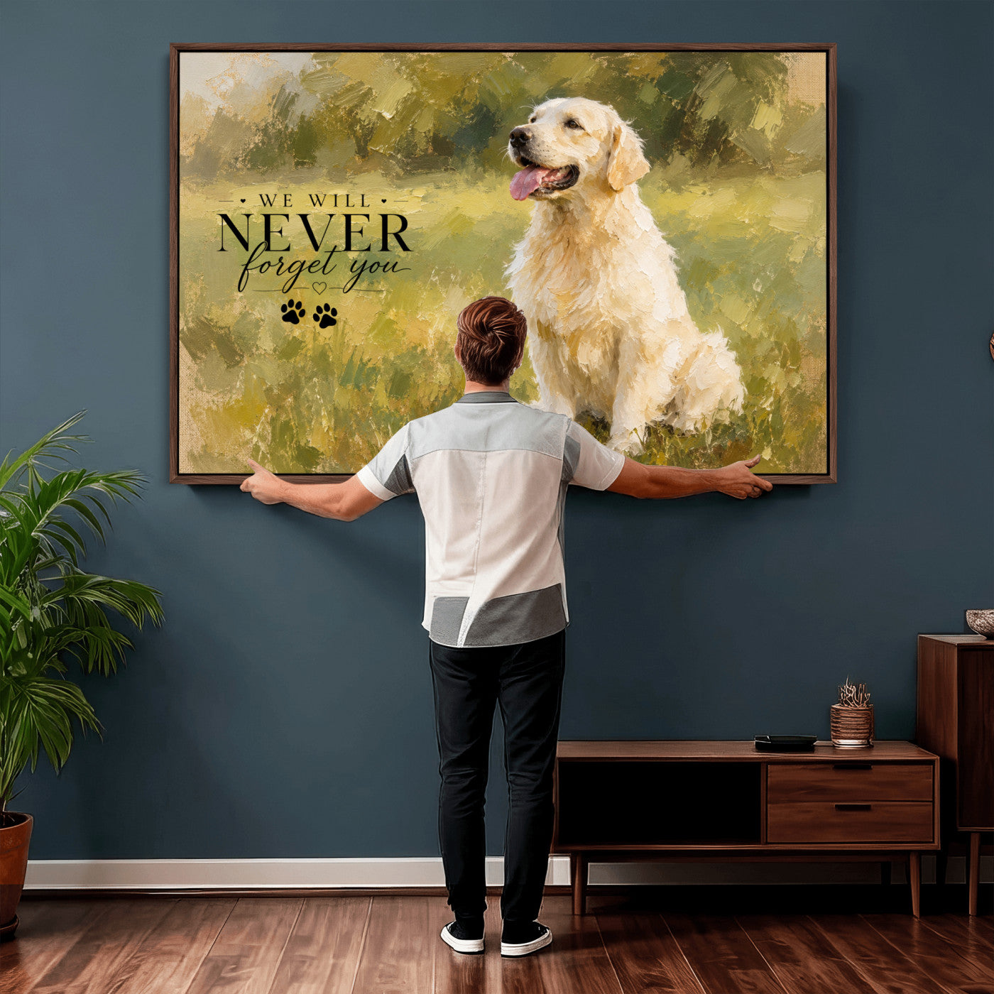 38460512P1-MGV-CV-36X24 - Oil Paint Style Pet Memorial Wall Art Canvas Print, Custom Dog Memorial Portrait, Personalized Angel Pet Loss Gift, Angel Wings Puppy Print