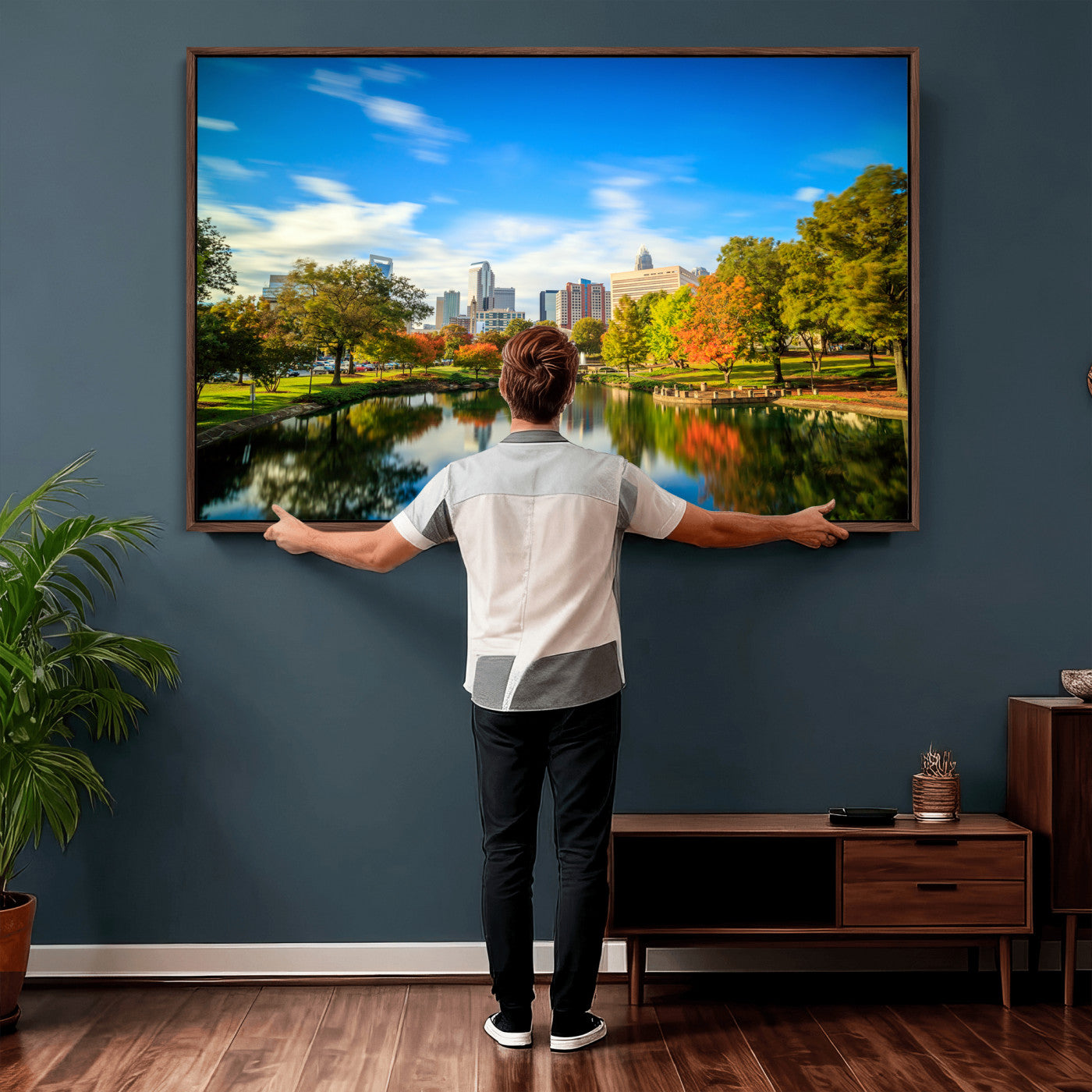 83254720-MGV-CV-36X24 - Charlotte Skyline Canvas Wall Art Print – North Carolina Cityscape Photography Print
