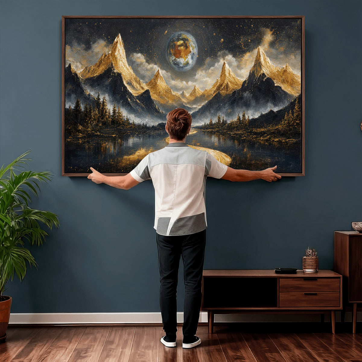 34202127-MGV-CV-36X24 - Abstract Mountain Wall Art Canvas Print Modern Landscape Painting Print