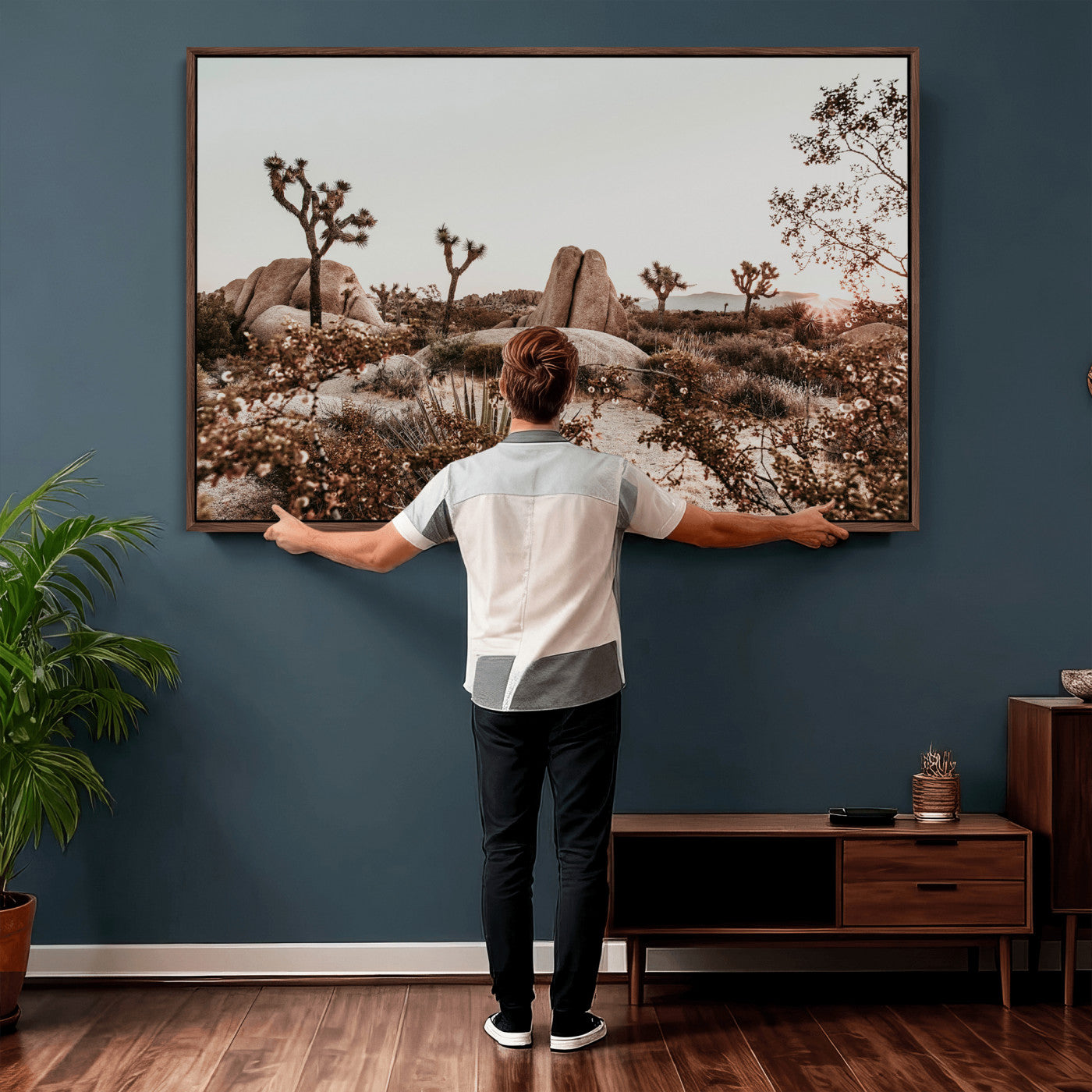 75778944-MGV-CV-36X24 - Joshua Tree Desert Canvas Wall Art Print - Desert Landscape Photography, Boho Southwest Wall Decor, Nature Canvas - Ready to Hang