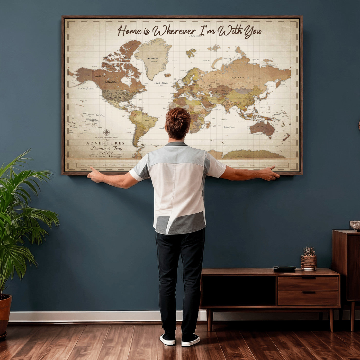 33352020-MGV-CV-36X24 - Custom Push Pin World Map Canvas Print – Personalized Travel Map Wall Art
