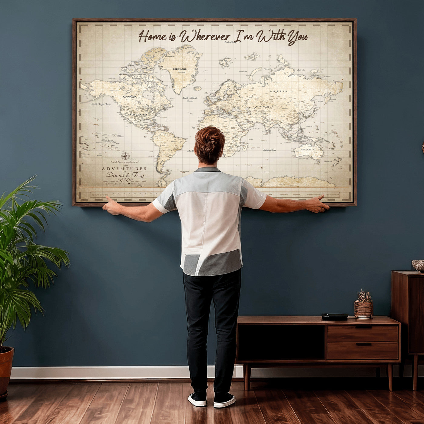 40086720-MGV-CV-36X24 - Custom Push Pin World Map Canvas Print – Personalized Travel Map Wall Art