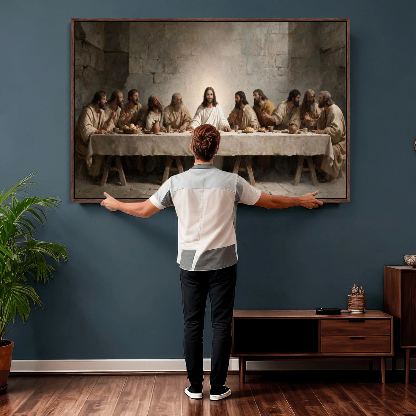 69633087-MGV-CV-36X24 - The Last Supper of Jesus Christ Wall Art Canvas Print - Classical Christian Faith Home Decor