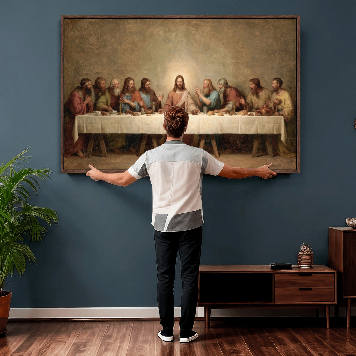 50761248-MGV-CV-36X24 - The Last Supper of Jesus Christ Wall Art Canvas Print - Classical Christian Faith Home Decor