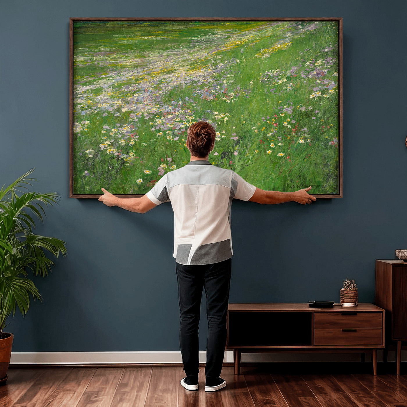 63535040-MGV-CV-36X24 - Alexander Koester Flower Meadow Canvas Wall Art, Vintage Landscape Print