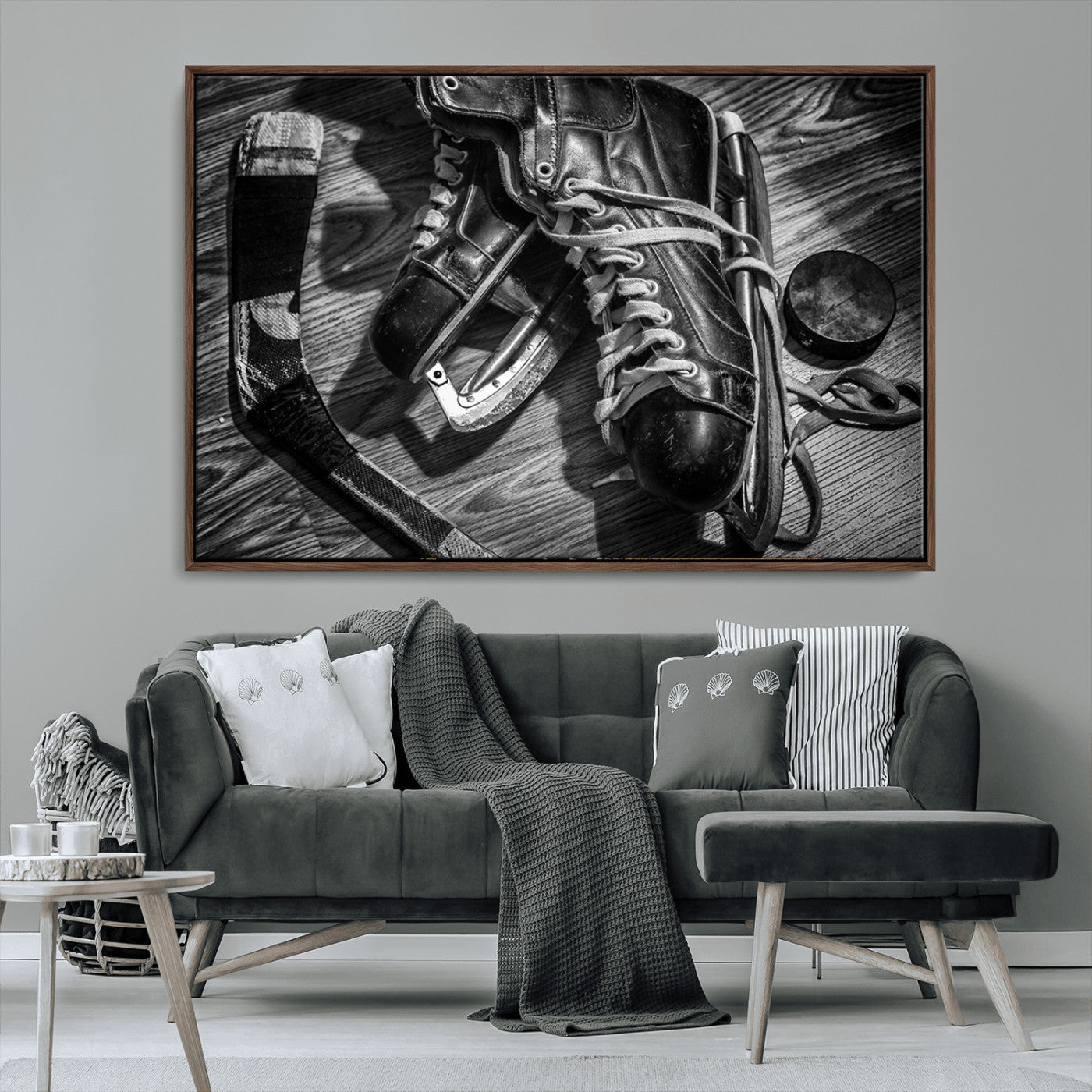 20553-MGV-CV-36X24-Old Pair of Mens Skates Wall Art Canvas, Men Skates Wall Art Print