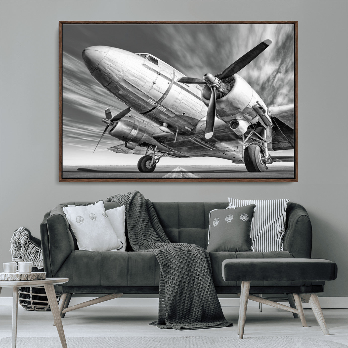 82744-MGV-CV-36X24-Vintage Airplane on Runway Canvas Print