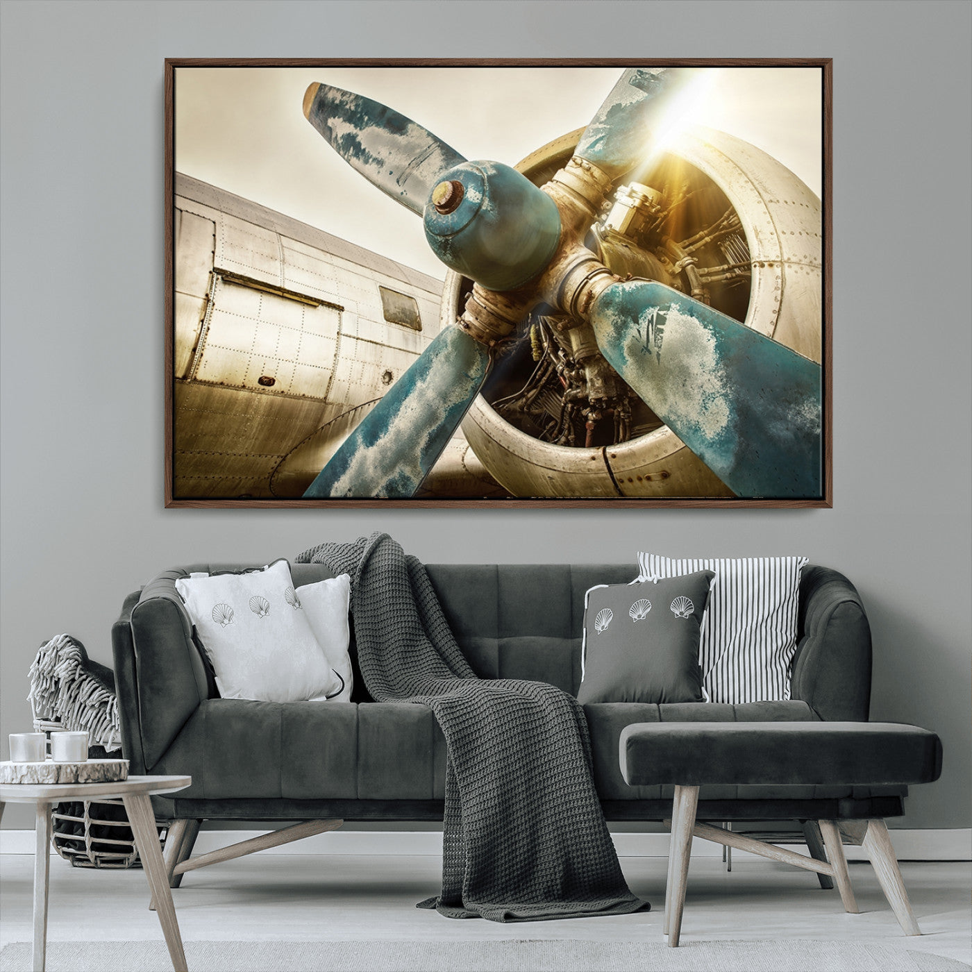 14106-MGV-FC-36X24_Walnut-Vintage Airplane Canvas Print