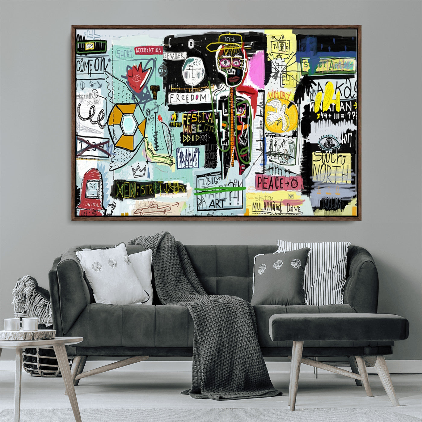 10504-MGV-FC-36X24_Walnut-Graffiti Wall Art – Colorful Urban Street Canvas Print, Modern Expressionist Painting for Living Room, Studio or Office, Bold Art Decor