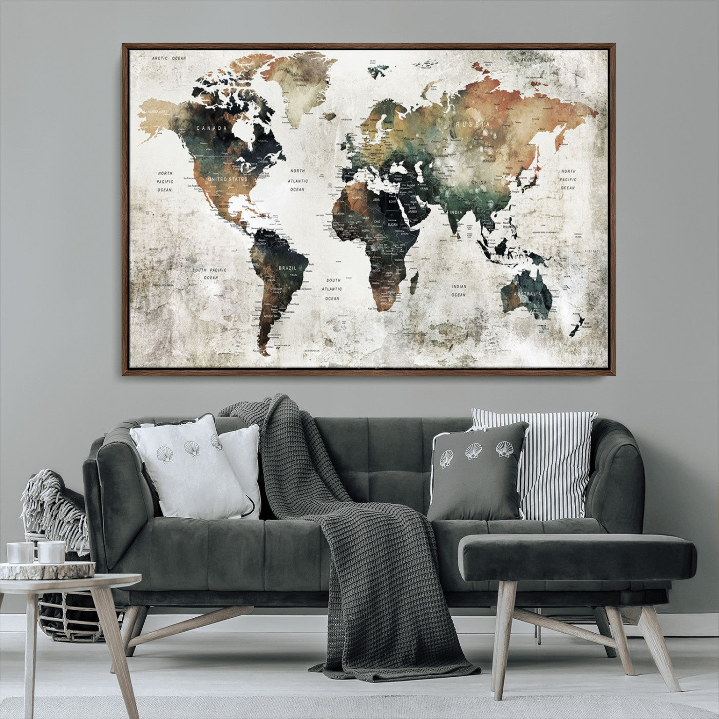 19444-MGV-CV-36X24-Push Pin World Map Canvas Print – Travel Tracker Wall Art for Couples, Perfect Anniversary Gift for Home or Office Decor
