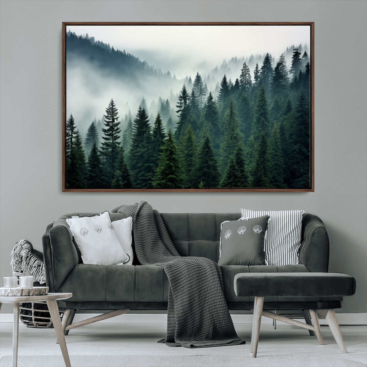 -Captivating Misty Forest Wall Art Premium Canvas Print, Foggy and Serene Atmosphere Canvas Print