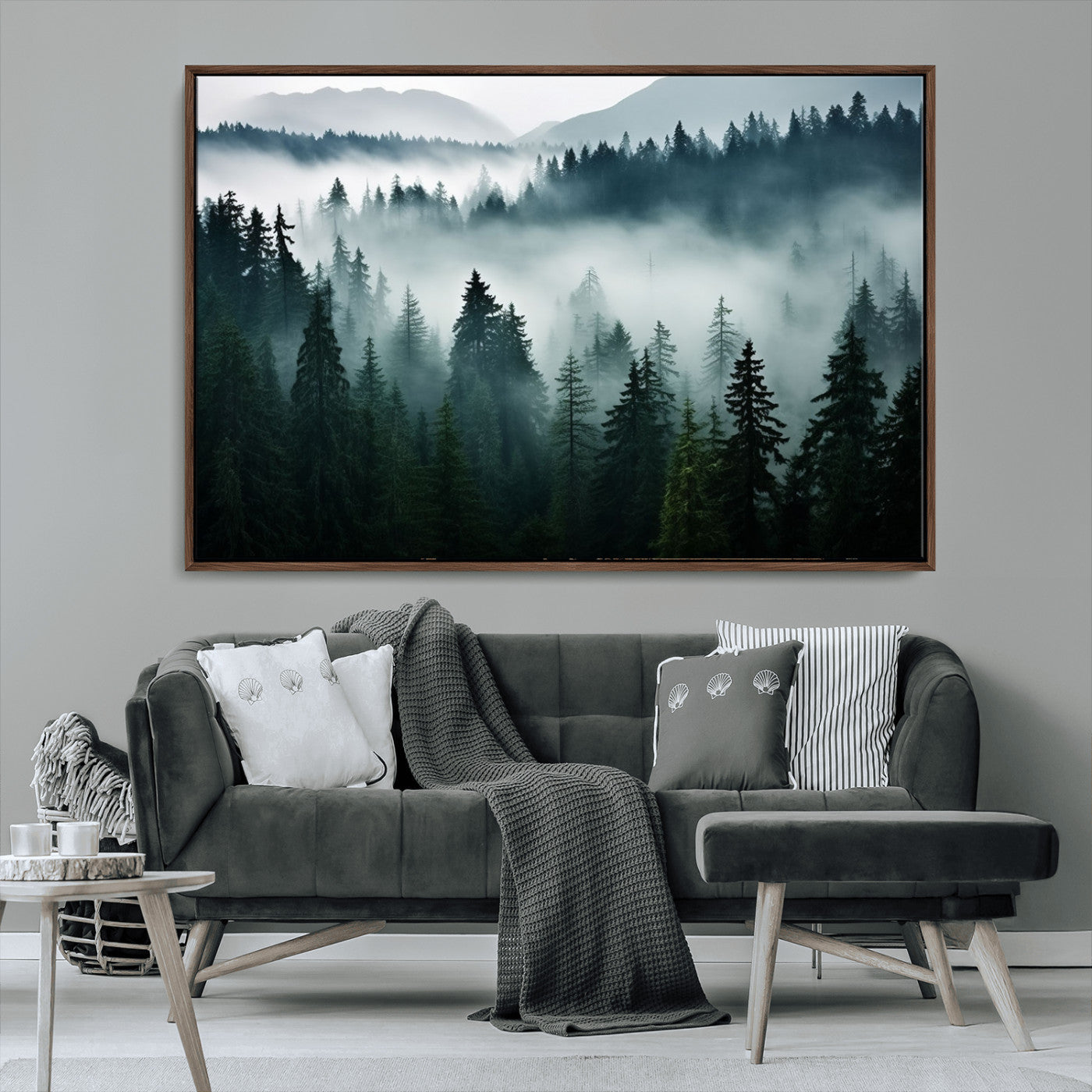 -Captivating Misty Forest Wall Art Canvas, Premium Canvas Print a Foggy and Serene Atmosphere