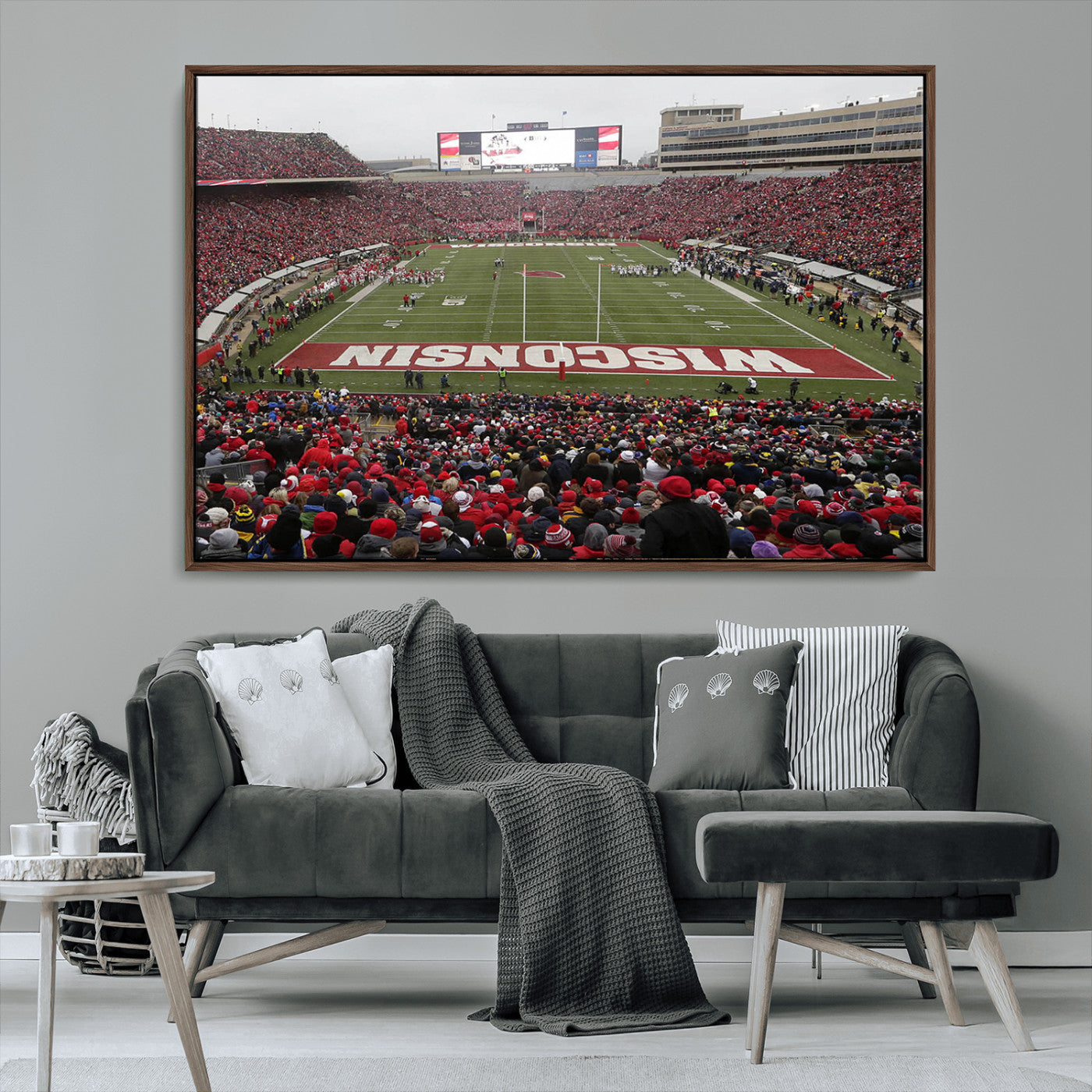 23461-MGV-FC-36X24_Walnut-Wisconsin Badgers Team Print Canvas - Madison Camp Randall Stadium Wall Art Canvas Print